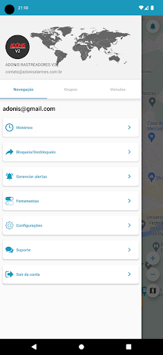 ADÔNIS RASTREADORES COM ALERTA Screenshot