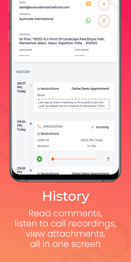 Runo Call Management CRM Screen 3
