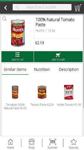Screenshot of A to Z Kosher
