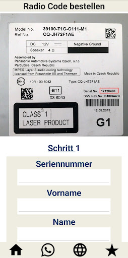Radio Code for Honda Screen 2