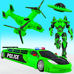 Cover Image of Download Flying Limo Police Helicopter Car Robot Games 33 APK