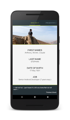Android application Anthony STEPHAN's CV screenshort