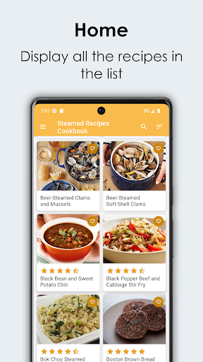 Android application Steamed Recipes Cookbook screenshort
