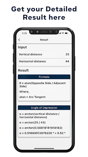 Android application Angle of Depression Calculator screenshort