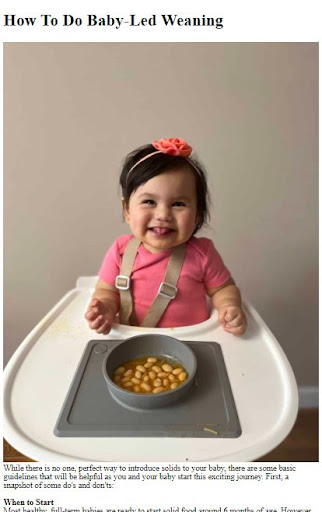 Android application Baby Led Weaning Guide screenshort