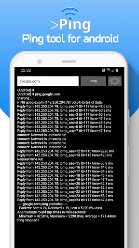 Android application Ping IP - Network utility screenshort