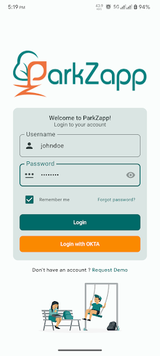 Android application ParkZapp screenshort