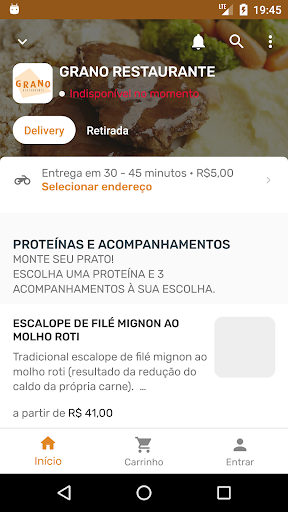 Android application GRANO RESTAURANTE screenshort