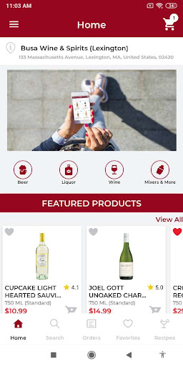 Android application Busa Wine & Spirits Lexington screenshort