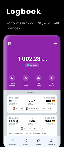 Android application FLYLOG.io - For Pilots screenshort