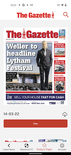 Blackpool Gazette Newspaper Screen 2
