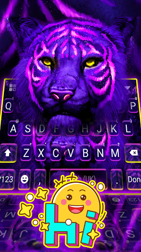 Neon Purple Tiger Keyboard Bac Screen 3