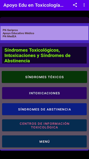 Android application ApoyoEdu Toxicología Clínica screenshort