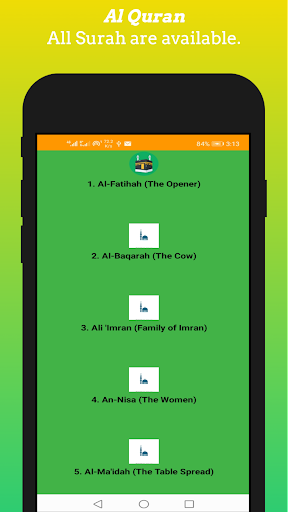 Android application Al Quran : Listening & Reading screenshort