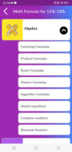 All Math Formula for 11th  12th