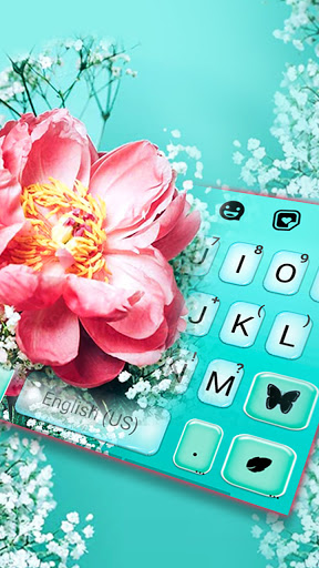 Floral Cyan Keyboard Backgroun Screen 2