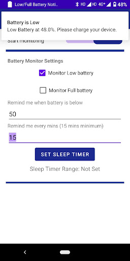 Low/Full Battery Notifier Screen 3