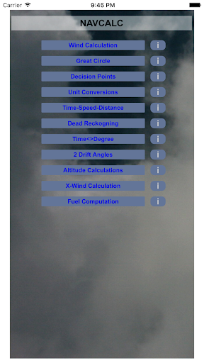 Android application Aviation NavCalc screenshort
