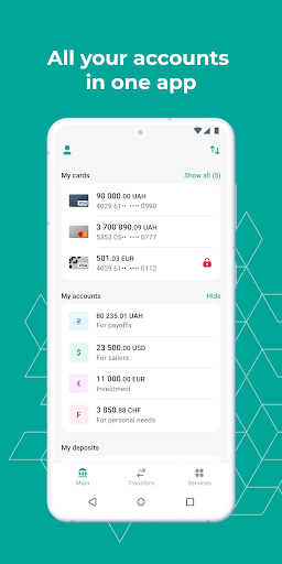 Android application Pivdenny Online - mobile bank screenshort