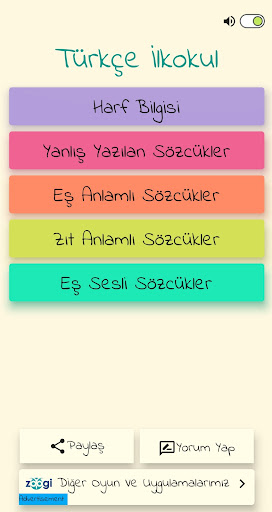 Android application Türkçe Dersi - İlkokul screenshort