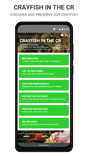Android application Crayfish in the Czech Republic screenshort