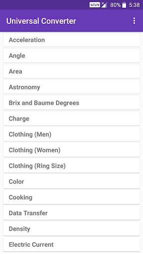 Android application Universal Converter screenshort