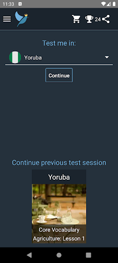 Android application Yoruba Language Tests screenshort