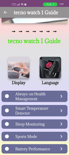 Android application tecno watch 1 Guide Guide screenshort