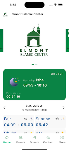 Android application Elmont Islamic Center screenshort