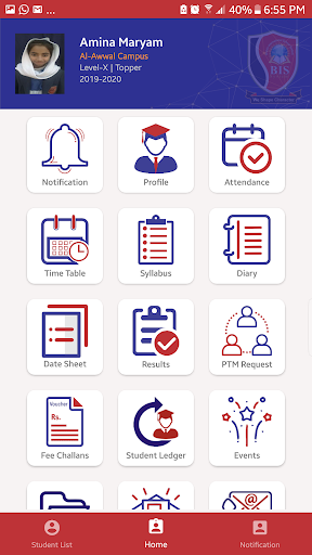 BIS Parents App Screen 3