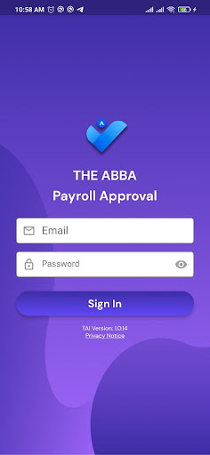 Android application THE ABBA Payroll Approval screenshort