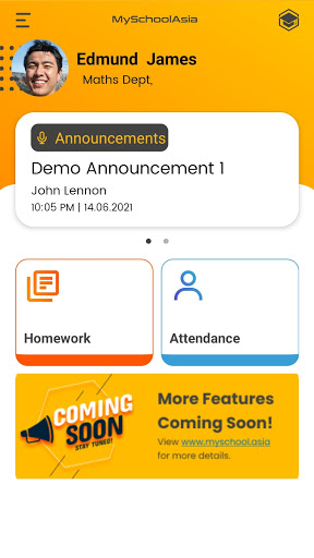 Android application MySchoolAsia Staff screenshort