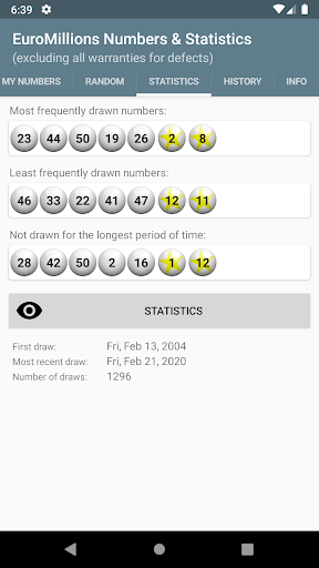 Lottery Statistics Europe Screen 2