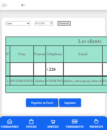 Gestion de stock KAYENDE Screen 2