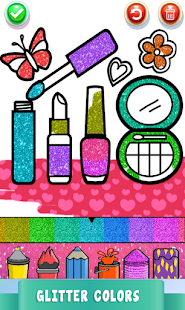 Beauty Drawing Pages Make Up Coloring Book Glitter 9.0 Screenshots 2
