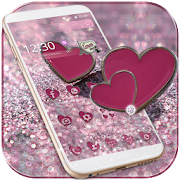 Pink Glitter Love Heart Theme  Icon