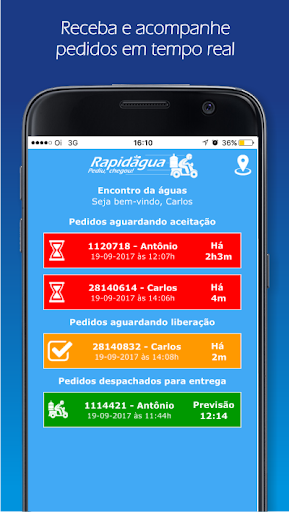 Android application Rapidágua Distribuidor screenshort