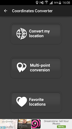 Android application Coordinates Converter lite screenshort