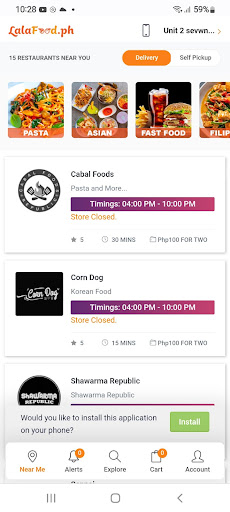 Android application Lalafood screenshort