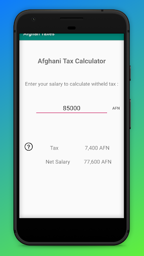 Android application Afghan Taxes screenshort