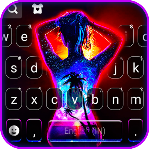 Neon Art Girl Keyboard Backgro logo