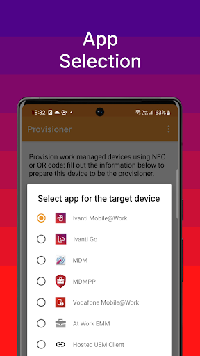 Android application Ivanti Provisioner screenshort
