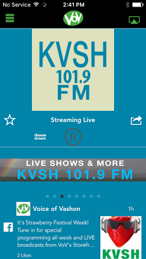 Android application Voice of Vashon - KVSH 101.9FM screenshort