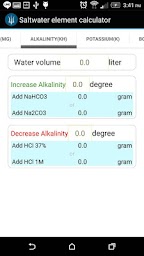 Reef tank element calculator