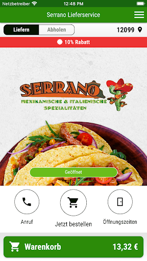 Android application Serrano Lieferservice screenshort