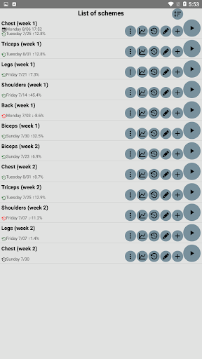Android application Gym Log screenshort