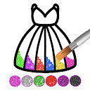 アプリのダウンロード Glitter dress coloring and drawing book f をインストールする 最新 APK ダウンローダ