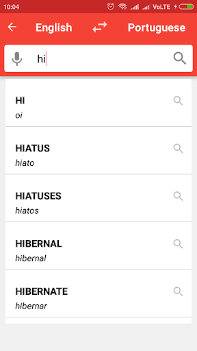Android application English To Portuguese Dictiona screenshort