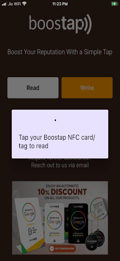 Boostap NFC Tool Screen 2