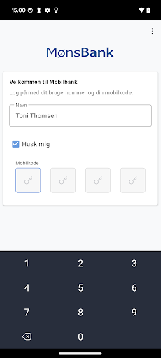 Android application Møns Bank Erhverv screenshort
